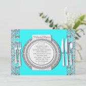 シルバーエレガントティール（緑がかった色）ブルーリハーサルディナー 招待状 (スタンド正面)