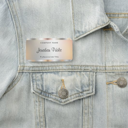 シルバーエレガントテンプレートタイポグラフィのカスタマイズ 名札 (インサイチュ)