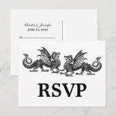 シルバーエレガントドラゴン対応はがき インビテーションポストカード (正面/裏面)