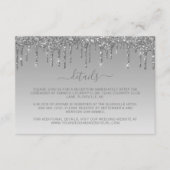 シルバーエレガントドリップグリッター結婚ズ詳細 エンクロージャーカード (正面)