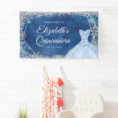 シルバーエレガントネイビークリスマススノーフレークXVアニョス 横断幕 (インサイチュ)