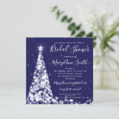 シルバーエレガントネイビークリスマスツリーブライダルシャワー 招待状 (スタンド正面)