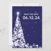 シルバーエレガントネイビークリスマスツリーホリデー結婚ズ 招待状 (裏面)