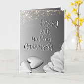 シルバーエレガントハート25結婚周年記念 カード (黄色い花)