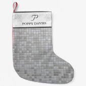 シルバーエレガントパーソナライズされたストッキング スモールクリスマスストッキング (正面)
