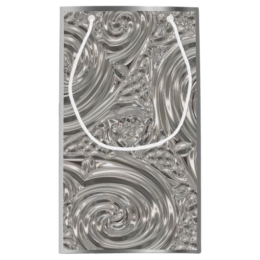 シルバーエレガントビクトリアンアールヌーボー スモールペーパーバッグ (裏面)