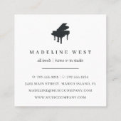 シルバーエレガントピアノインストラクター音楽先生 スクエア名刺 (裏面)