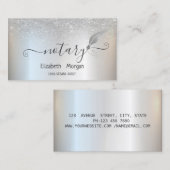 シルバーエレガントフェザー公証人シルバーグリッター 名刺 (正面/裏面)