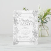 シルバーエレガントフォイル雪の結晶クリスマスパーティー 招待状 (スタンド正面)