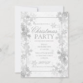 シルバーエレガントフォイル雪の結晶クリスマスパーティー 招待状 (正面)