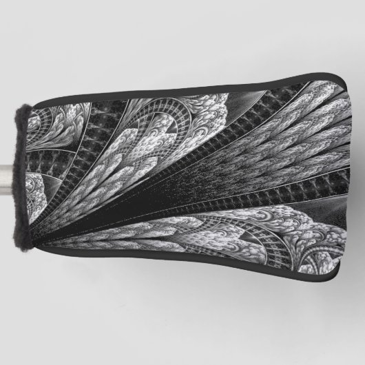 シルバーエレガントフラクタルデザインデジタルアートピンポン ゴルフヘッドカバー (正面)