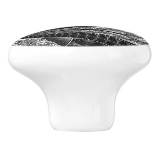 シルバーエレガントフラクタルデザインデジタルアート セラミックノブ (側面)