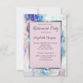 シルバーエレガントフレーム紙吹雪オパール退職 招待状 (正面)