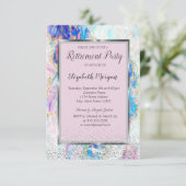 シルバーエレガントフレーム紙吹雪オパール退職 招待状 (スタンド正面)