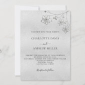 シルバーエレガントフローラの植物性の結婚高級 招待状 (正面)