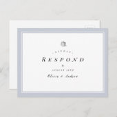 シルバーエレガントフローラミニマル結婚式RSVP インビテーションポストカード (正面/裏面)