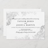 シルバーエレガントフローラリハーサルディナー招待状 招待状 (正面/裏面)