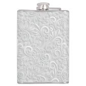 シルバーエレガントフローラ結婚フラスコ – パーソナライズされた フラスク (裏面)