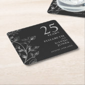 シルバーエレガントフローラ25結婚周年記念 スクエアペーパーコースター (アングル)