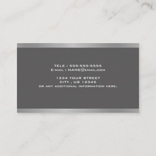 シルバーエレガントブラシ仕上げメタルホームロゴ 名刺 (裏面)