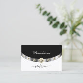 シルバーエレガントブラックとホワイトのモノグラムダイヤモンド 名刺 (スタンド正面)