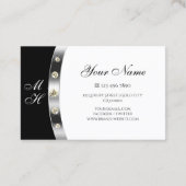 シルバーエレガントブラックとホワイトのモノグラムダイヤモンド 名刺 (裏面)