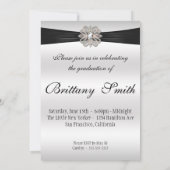 シルバーエレガントブラック&ピンクの卒業式パーティー 招待状 (裏面)