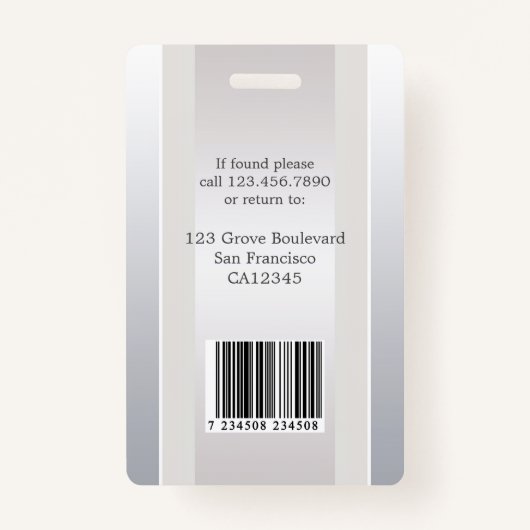 シルバーエレガントベージュ従業員の写真IDバッジ バッジ (裏面)