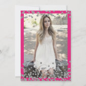 シルバーエレガントホットピンク紙吹雪フォトスイート16 招待状 (裏面)