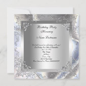 シルバーエレガントホワイトハイヒール靴バースデーパーティー 招待状 (裏面)