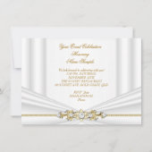 シルバーエレガントホワイト金ゴールド誕生日パーティー 招待状 (裏面)