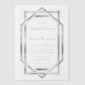 シルバーエレガントホワイト1920sデコフレーム結婚ズ ベラム紙招待状 (正面)