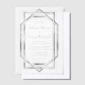 シルバーエレガントホワイト1920sデコフレーム結婚ズ ベラム紙招待状 (オフセット)