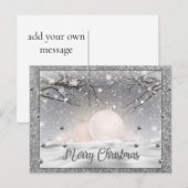 シルバーエレガントメリークリスマスハッピーホリデー シーズンポストカード (正面/裏面)