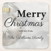 シルバーエレガントメリークリスマスホリデーパーティー スクエアペーパーコースター (正面)