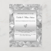シルバーエレガントモダンの誓いの結婚更新 インビテーションポストカード (正面)