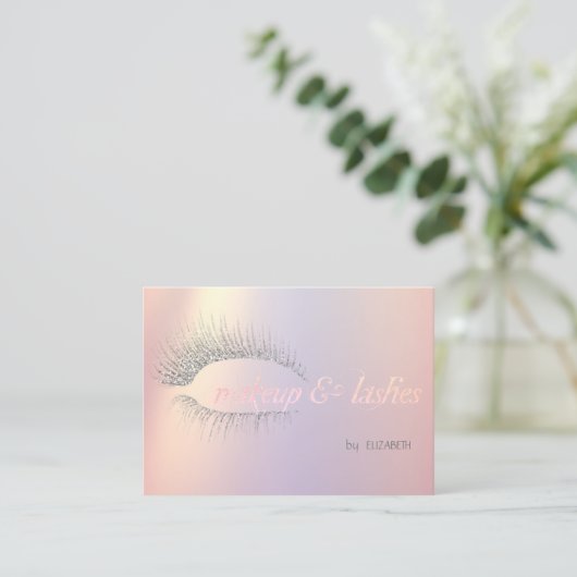 シルバーエレガントモダングリッターまばたき、メイクアップ 名刺 (スタンド正面)