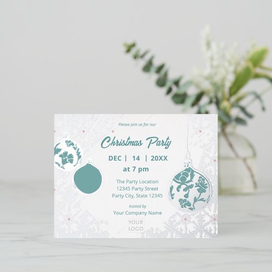 シルバーエレガントモダンフェスティバル企業のホリデー 箔招待状ポストカード (立ち正面)