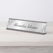 シルバーエレガントモダンプロフェッショナル室 デスクネームプレート (正面)