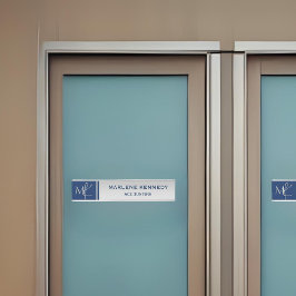 シルバーエレガントモノグラムネイビーブルー サインプレート