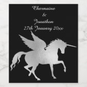 シルバーエレガントユニコーン黒カスタマイズ可能 ワインラベル (シングルラベル)