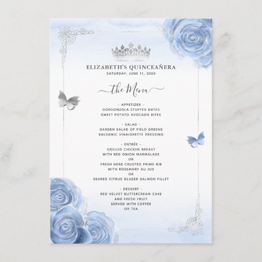 シルバーエレガントライトブルーバラメニュープログラム メニュー (正面)