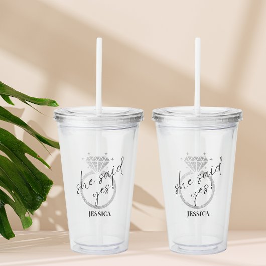 シルバーエレガントリングや輪彼女はYes婚約 アクリルタンブラー