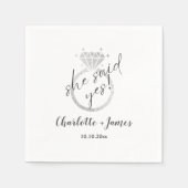 シルバーエレガントリングや輪彼女はYes婚約 スタンダードカクテルナプキン (正面)