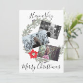 シルバーエレガントリース&レッドポインセチア写真 シーズンカード (スタンド正面)