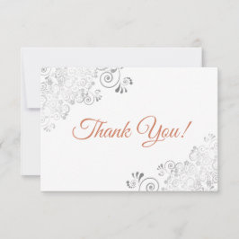 シルバーエレガントレースのようとテラコッタオンホワイト結婚ズ サンキューカード