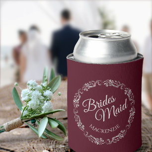 シルバーエレガントレースのバーガンディのブリデシュ結婚メイド 缶クーラー