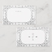 シルバーエレガントロマン華美ティックなヴィンテージ結婚式 プレイスカード (正面/裏面)