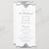 シルバーエレガントロマン華美ティックなヴィンテージ結婚式 プログラム (正面/裏面)