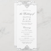 シルバーエレガントロマン華美ティックなヴィンテージ結婚式 プログラム (正面/裏面)